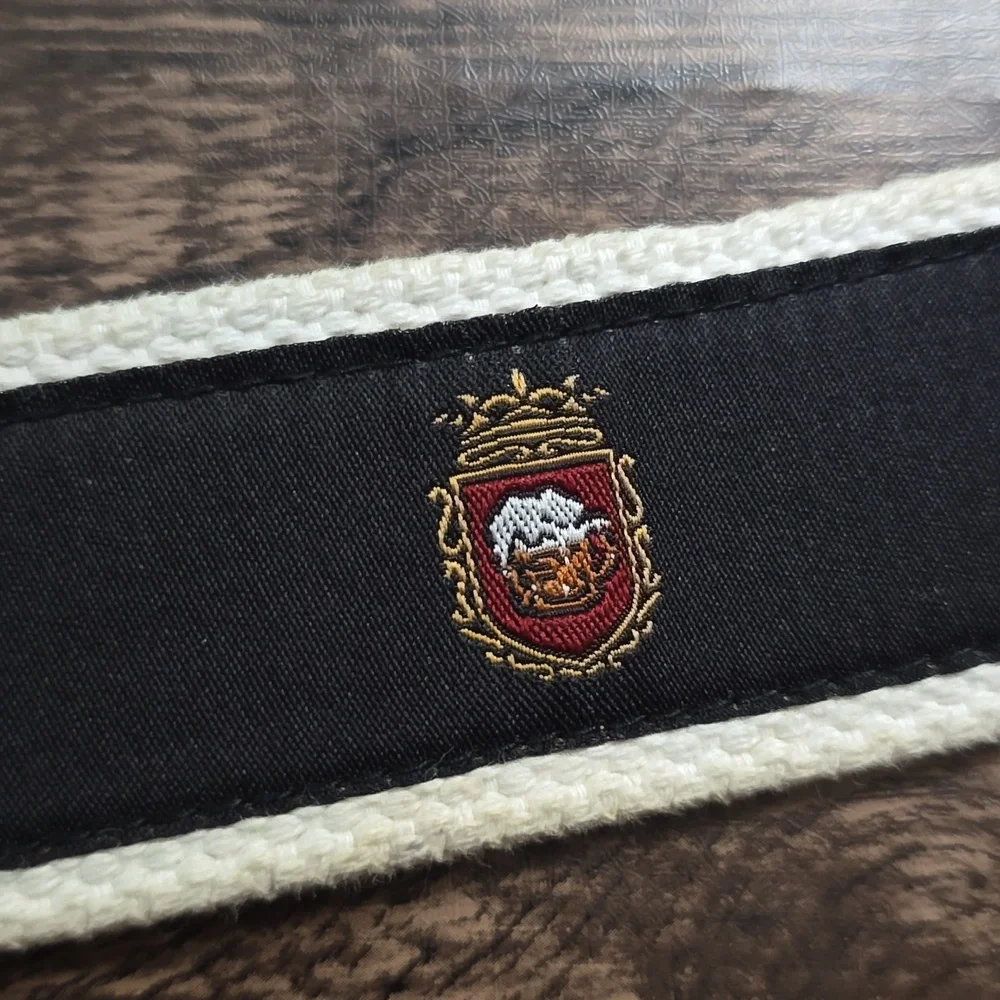 AMERICAN EAGLE Canvas Webbing Belt with Beer Stein Detail Black White Sz S - 37